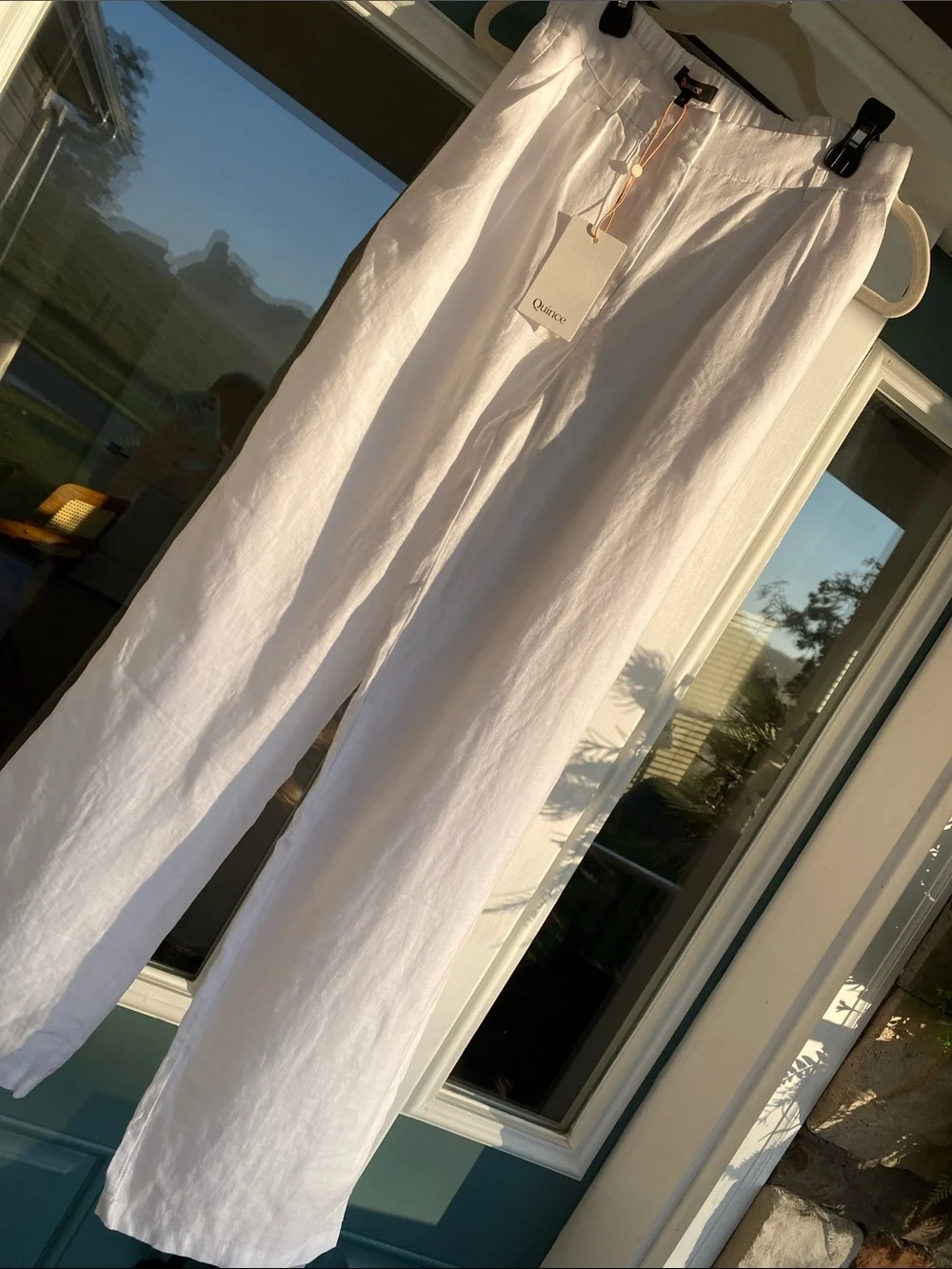 Quince European White Linen pleated trousers
